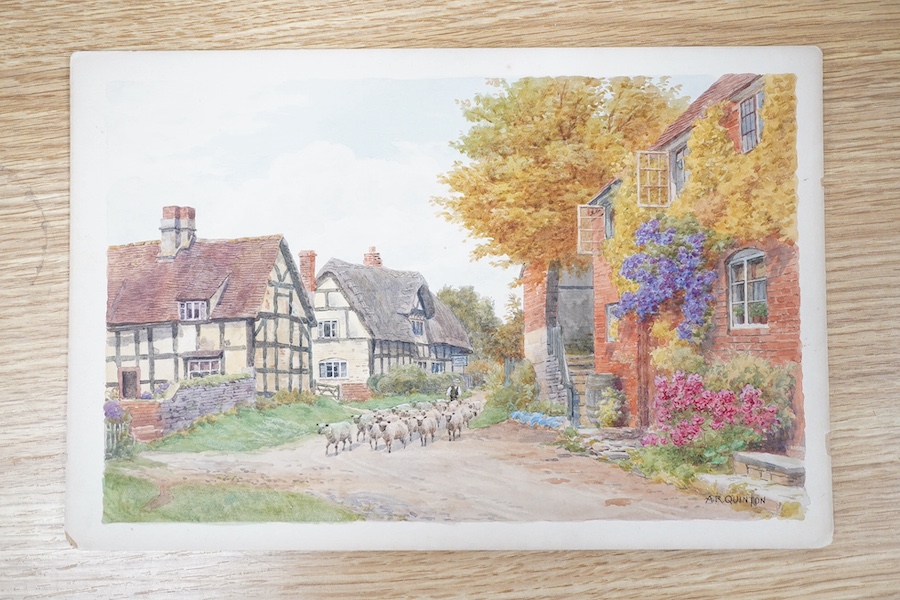 Alfred Robert Quinton, watercolour on card, Cropthorne village, Worcestershire, signed, 20 x 30cm, unframed. Condition - fair